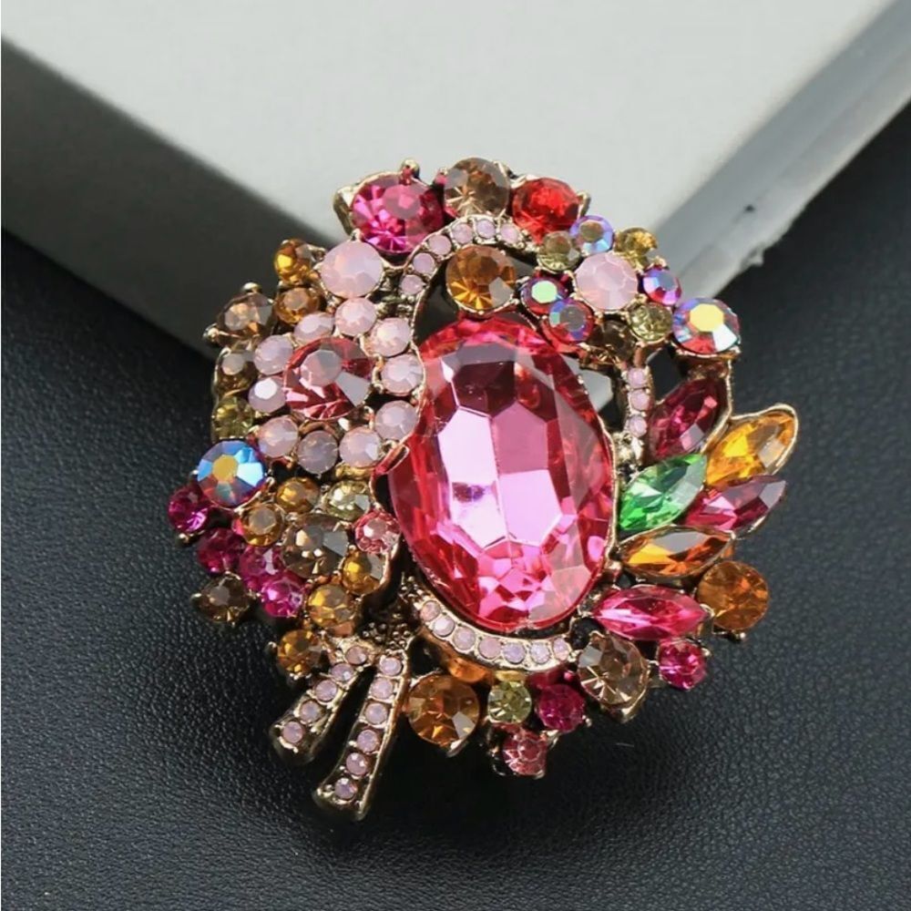 New Sparkling & Elegant Multicolor Crystal Brooch - image 1